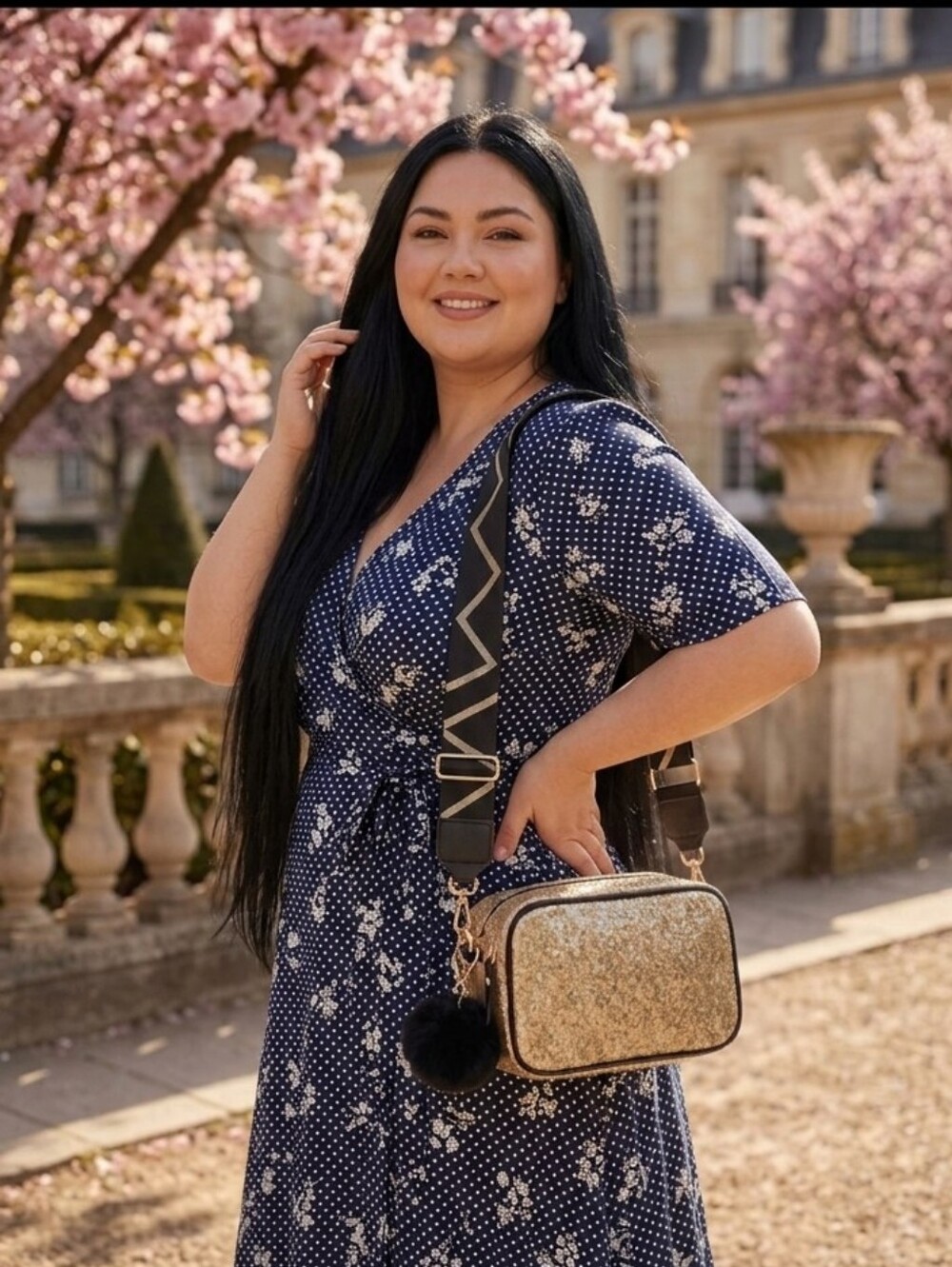 Gold Glitter Crossbody With A Thick Strap